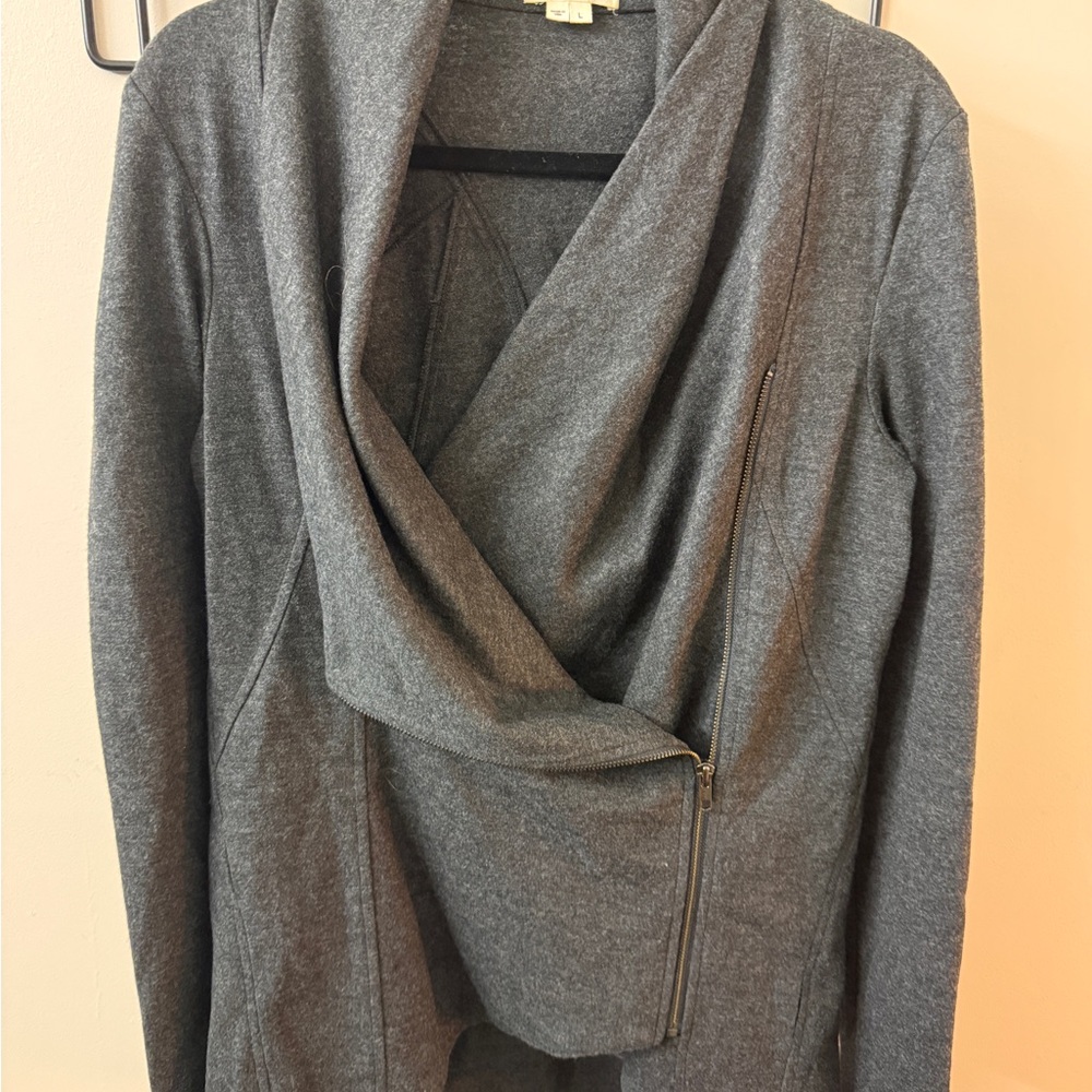 Helmut Lang Draped Open Front Gray Jacket